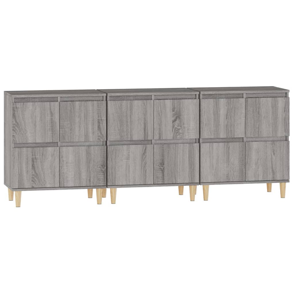 Sideboards 3 pcs Grey Sonoma 60x35x70 cm Engineered Wood