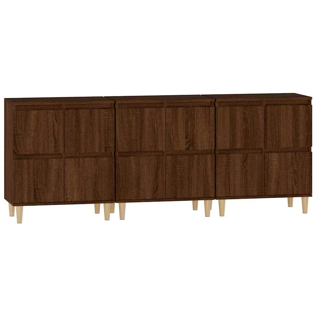 Sideboards 3 pcs Brown Oak 60x35x70 cm Engineered Wood
