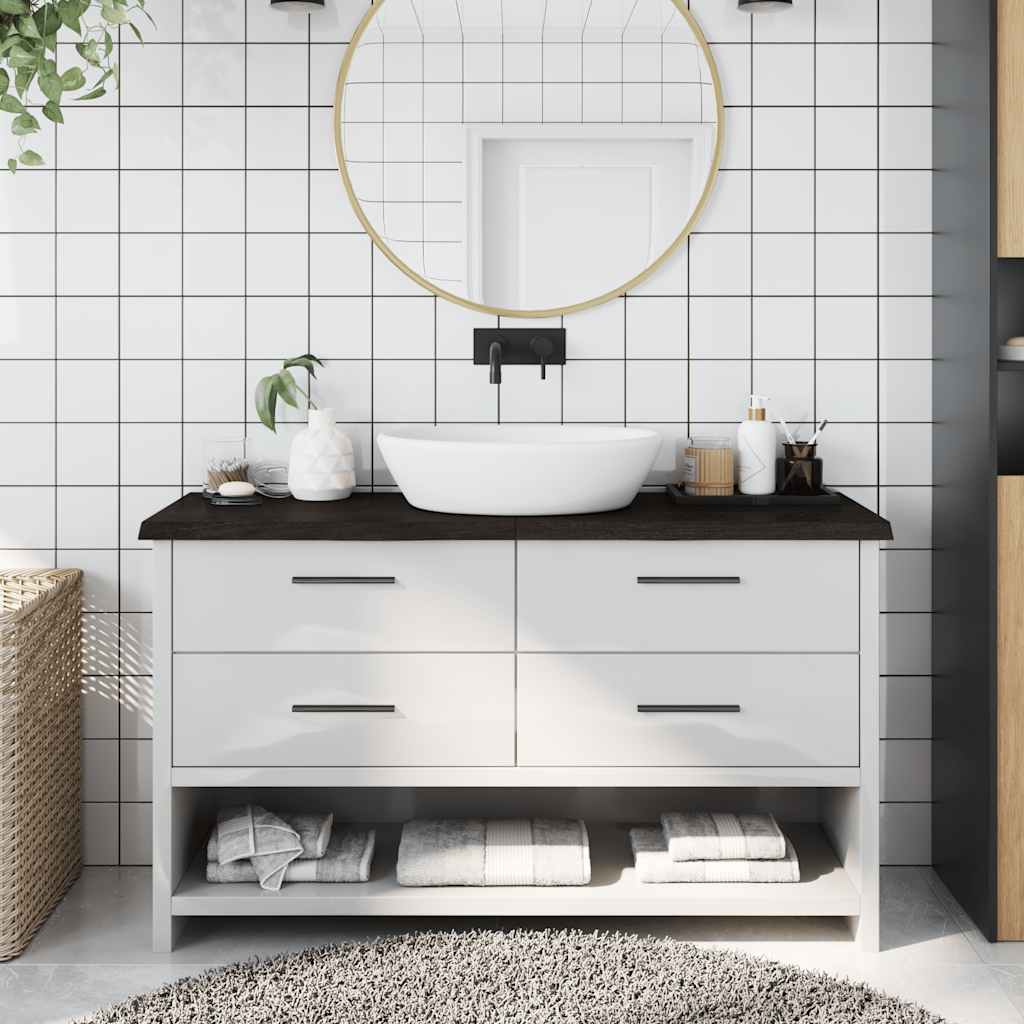 Bathroom Countertop Dark Brown 120x40x4 cm Treated Solid Wood