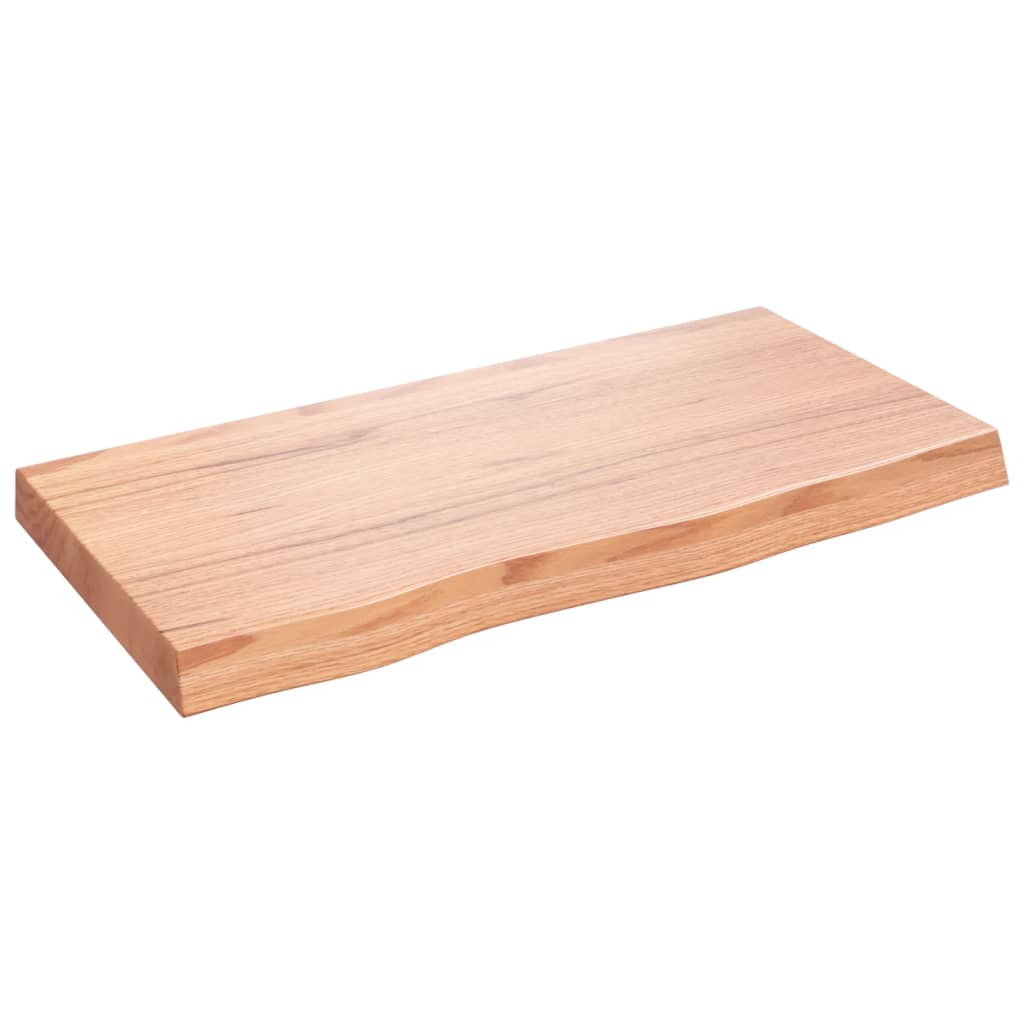 Table Top Light Brown 80x40x6 cm Treated Solid Wood Oak
