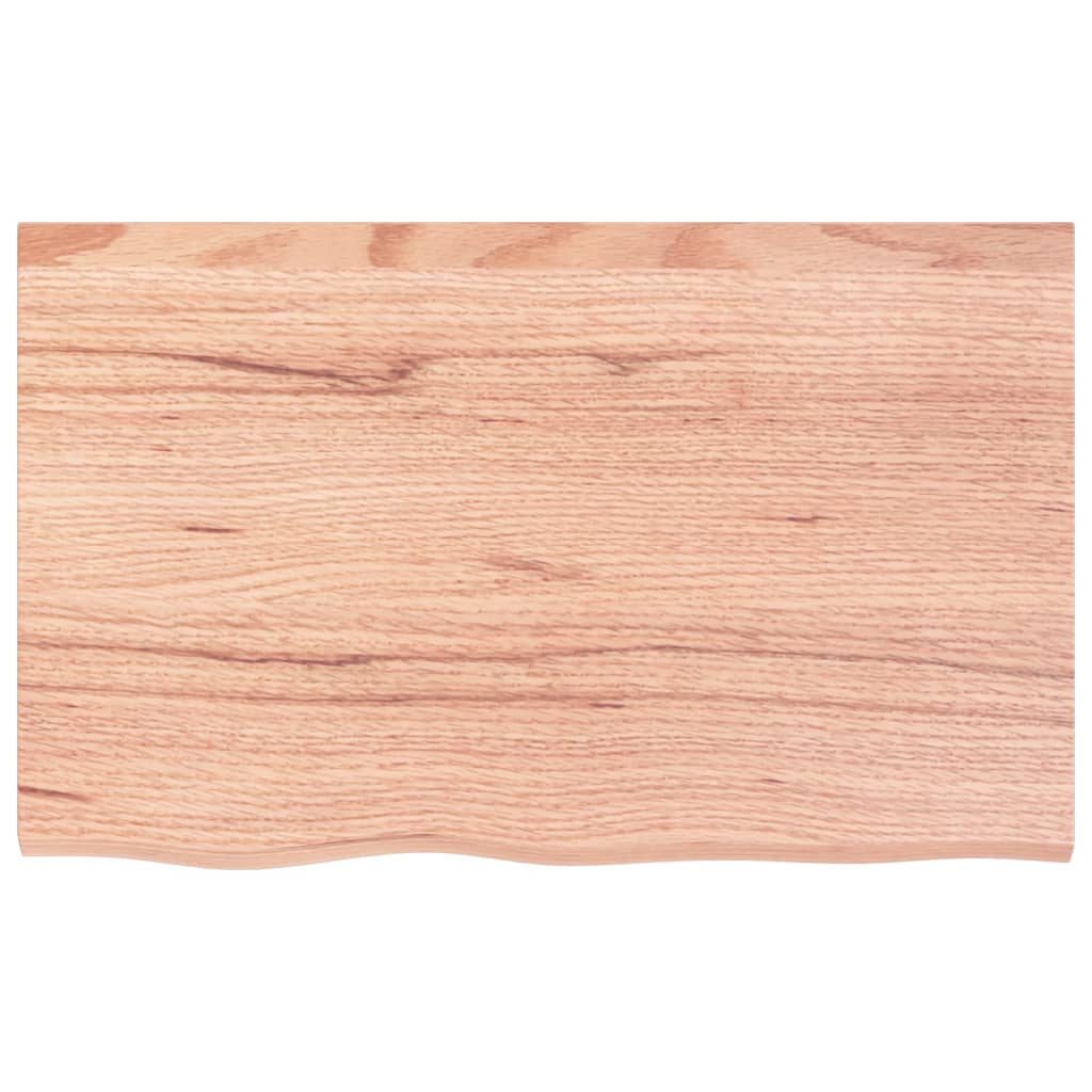 Table Top Light Brown 80x50x4 cm Treated Solid Wood Oak
