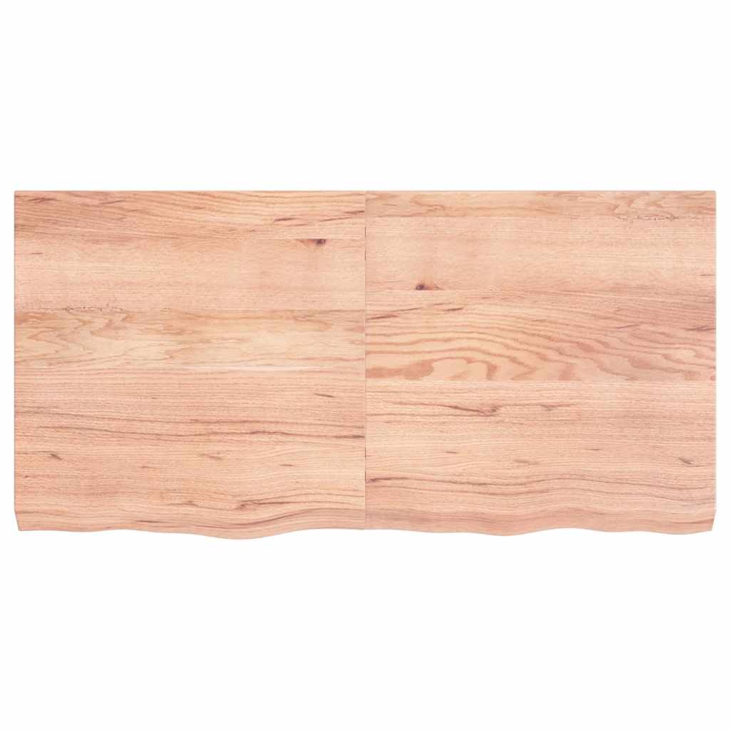 Table Top Light Brown 120x60x6 cm Treated Solid Wood Oak