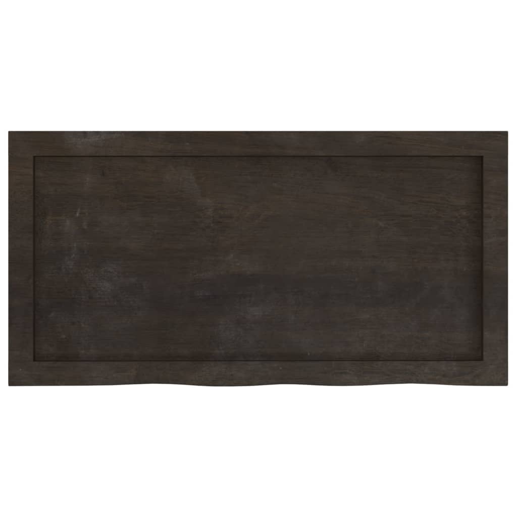 Table Top Dark Brown 80x40x4 cm Treated Solid Wood Oak