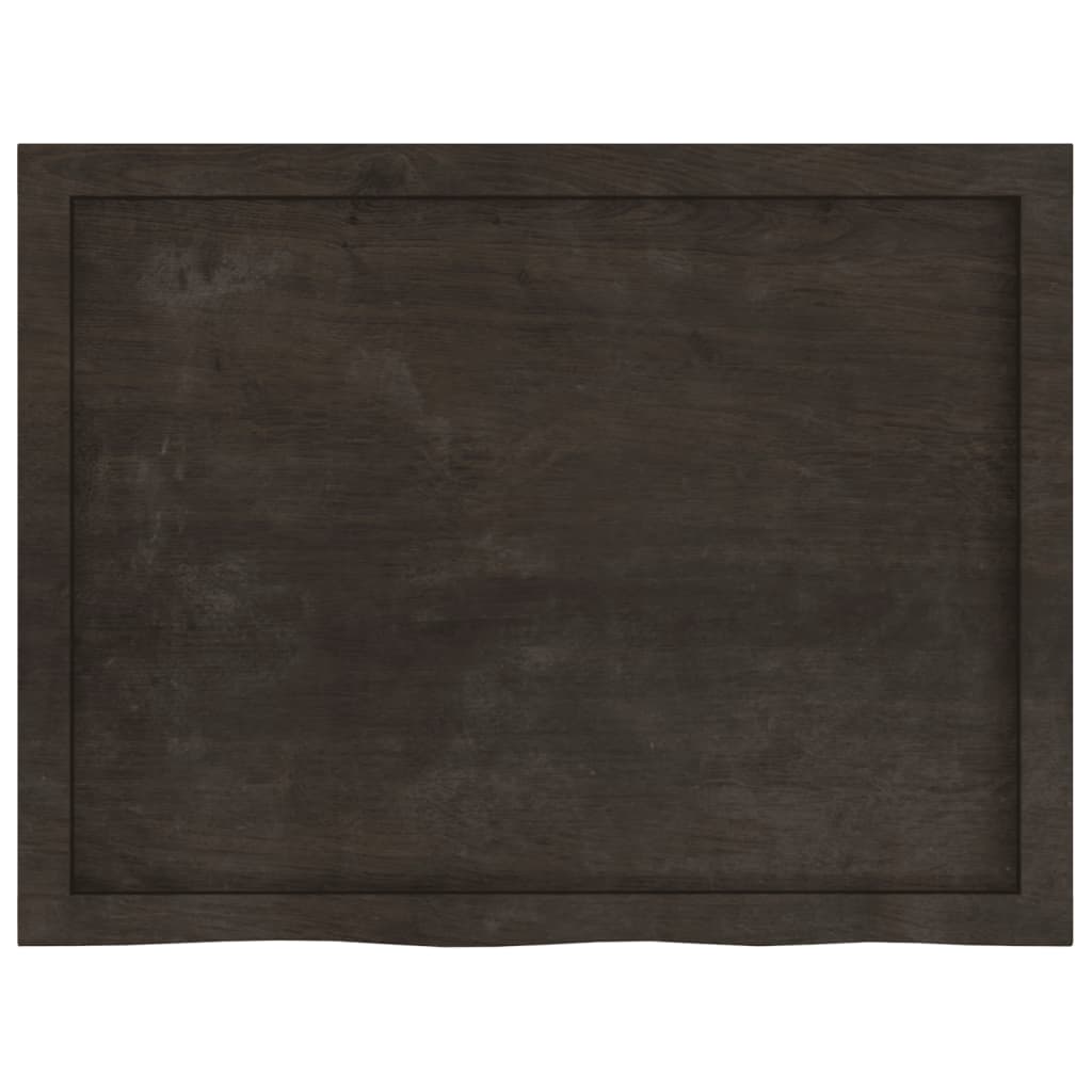 Table Top Dark Brown 80x60x6 cm Treated Solid Wood Oak