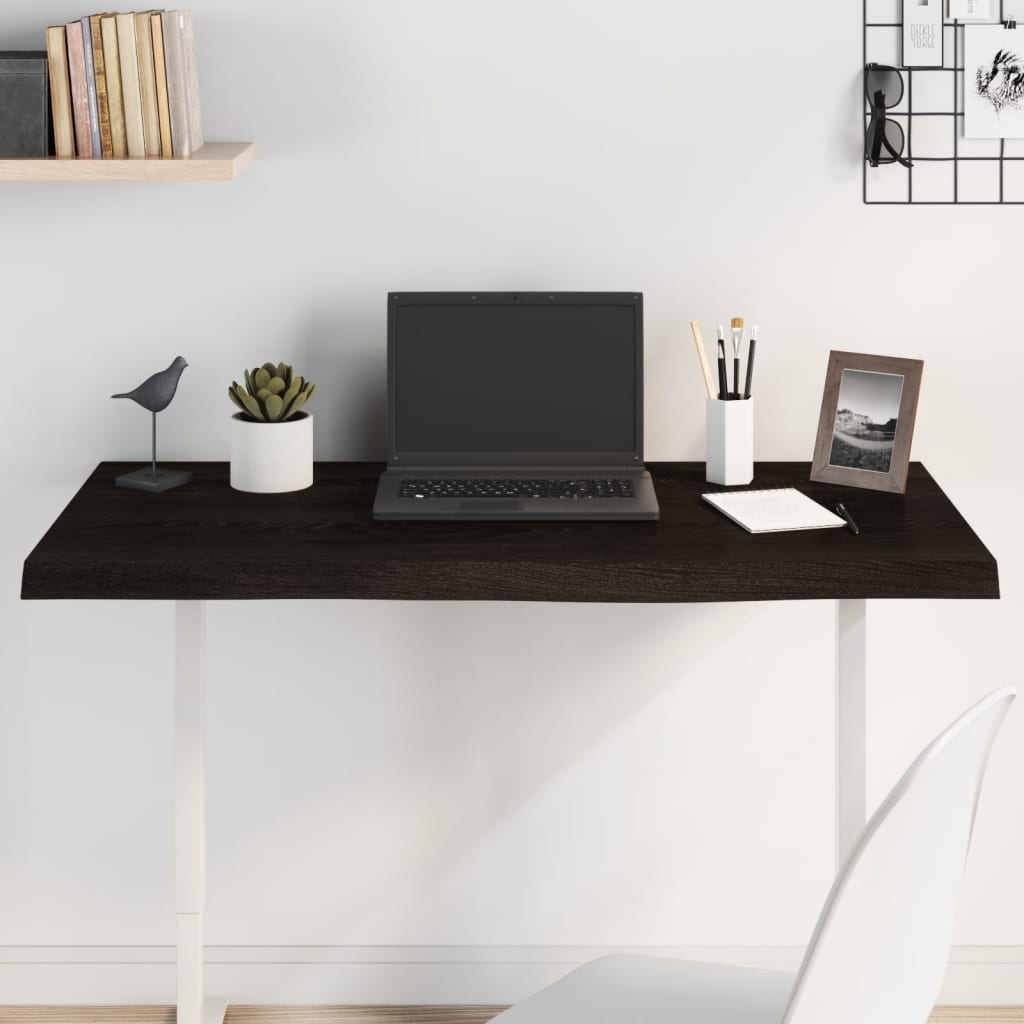 Table Top Dark Brown 100x50x6 cm Treated Solid Wood Oak