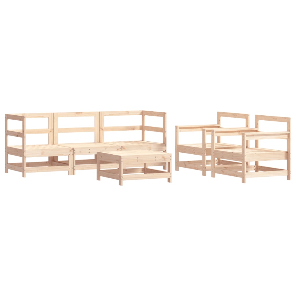 6 Piece Garden Lounge Set with Cushions Solid Wood