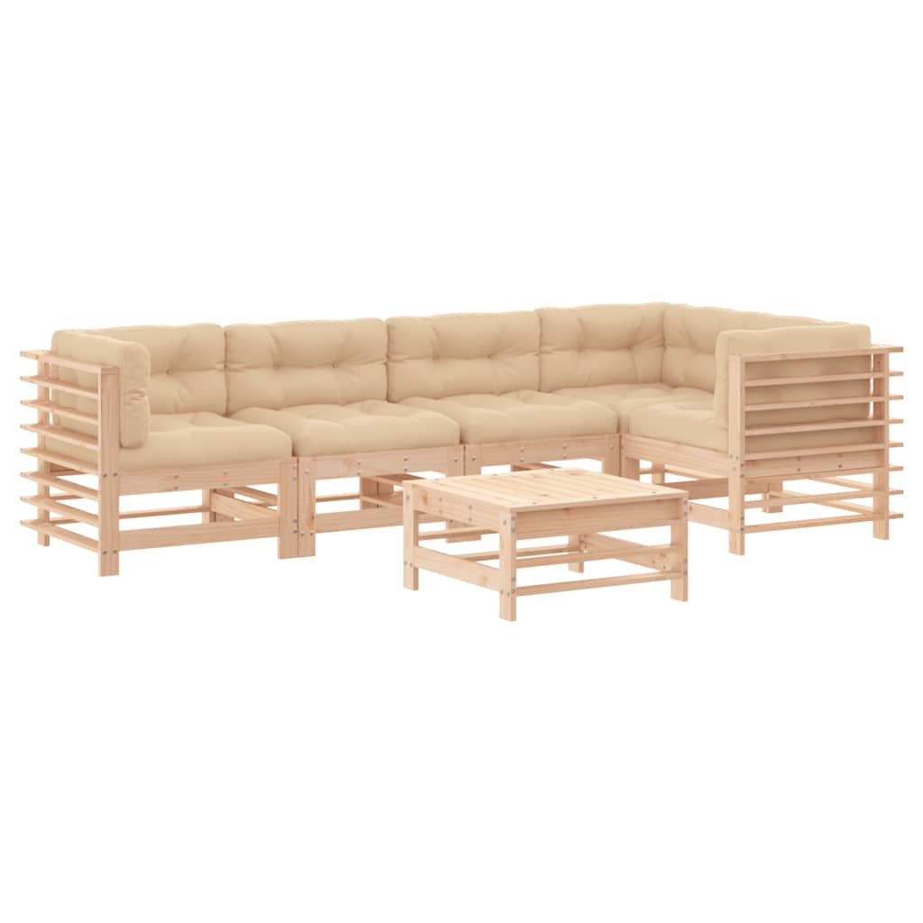 6 Piece Garden Lounge Set with Cushions Solid Wood