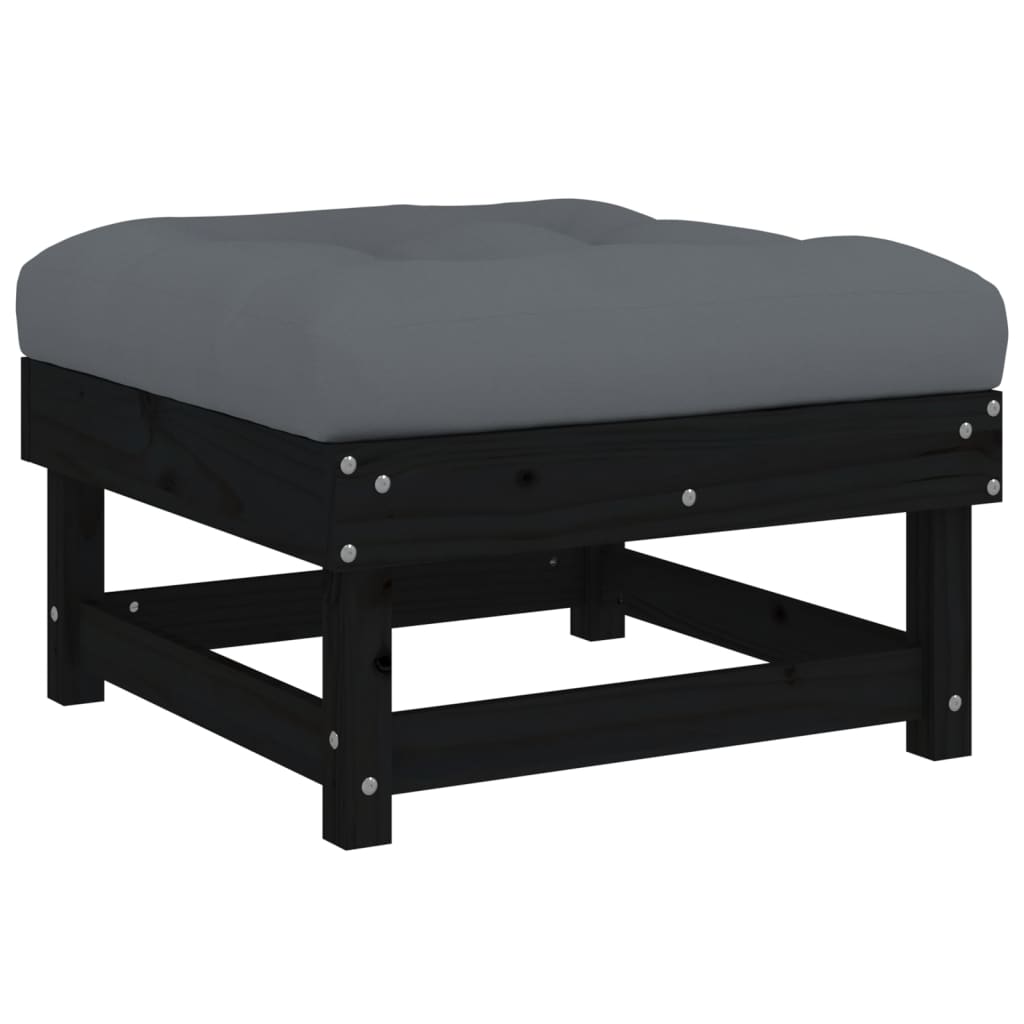 4 Piece Garden Lounge Set with Cushions Black Solid Wood