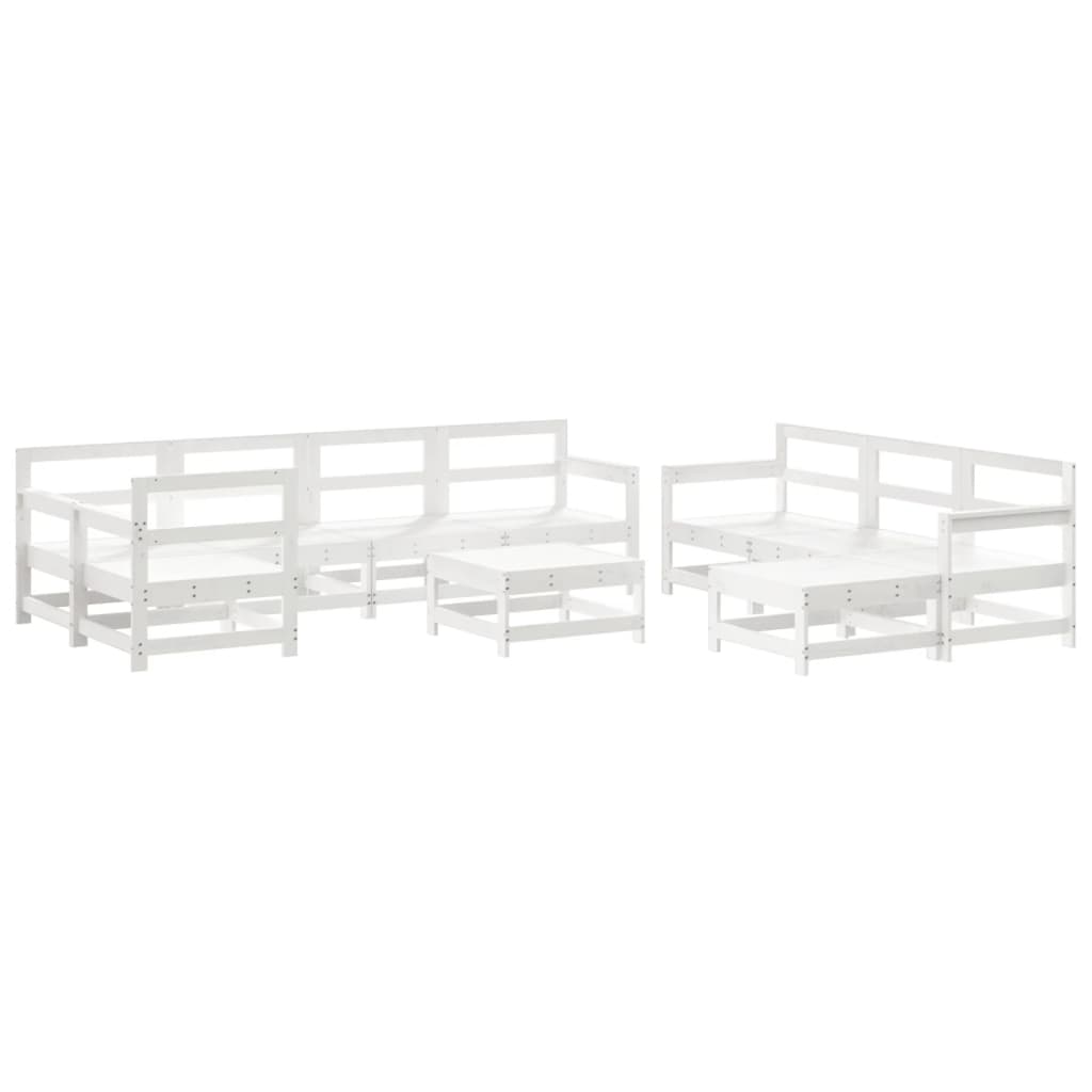 10 Piece Garden Lounge Set with Cushions White Solid Wood