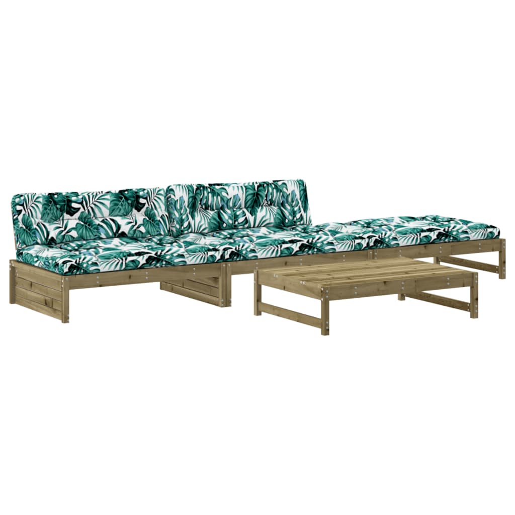 4 Piece Garden Lounge Set with Cushions Impregnated Wood Pine