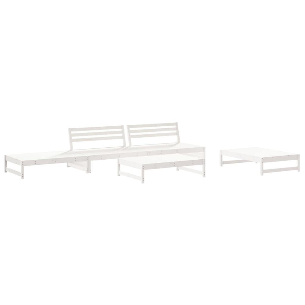 6 Piece Garden Lounge Set with Cushions White Solid Wood