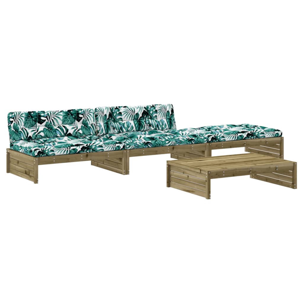 4 Piece Garden Lounge Set with Cushions Impregnated Wood Pine