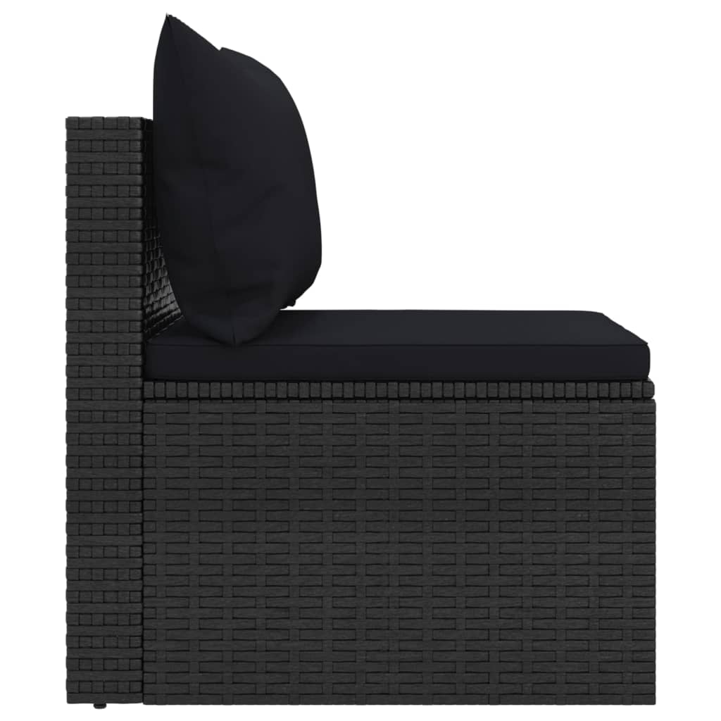 4 Piece Garden Sofa Set with Cushions Black Poly Rattan