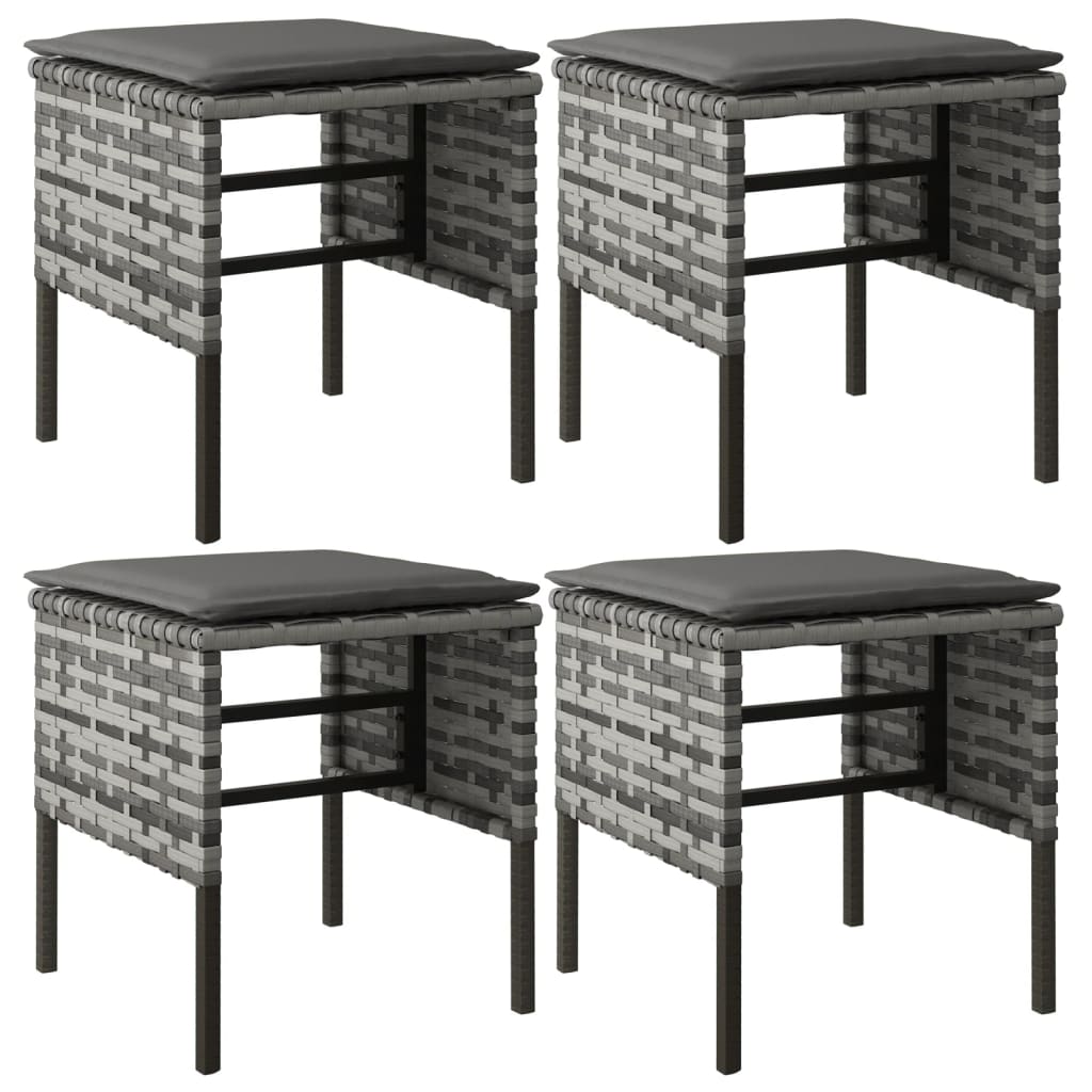 6 Piece Garden Dining Set with Cushions Grey Poly Rattan