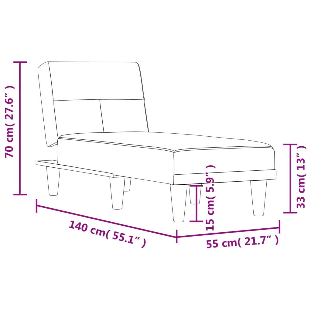 Chaise Longue Black Fabric