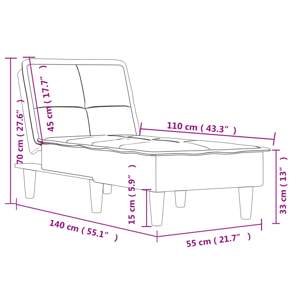Chaise Longue Black Velvet