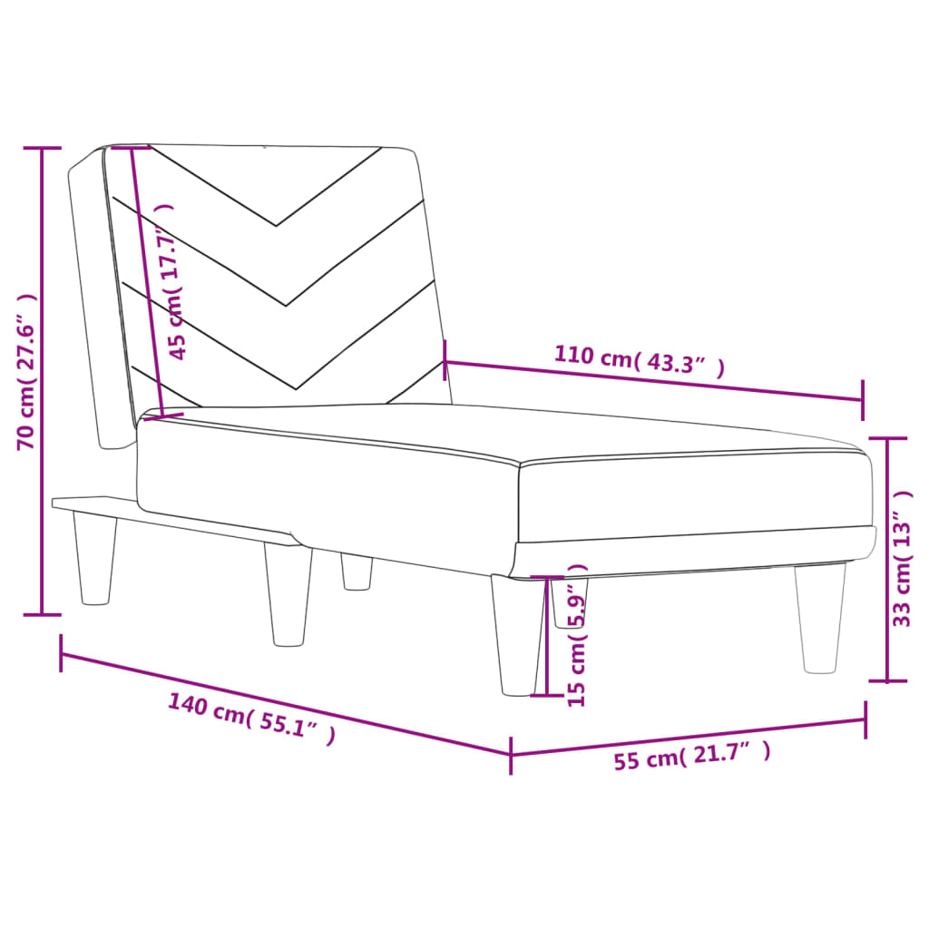 Chaise Longue Dark Grey Fabric