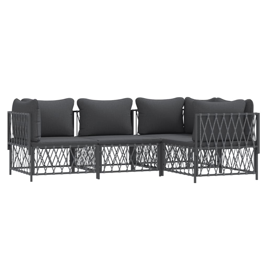 4 Piece Garden Lounge Set with Cushions Anthracite Steel