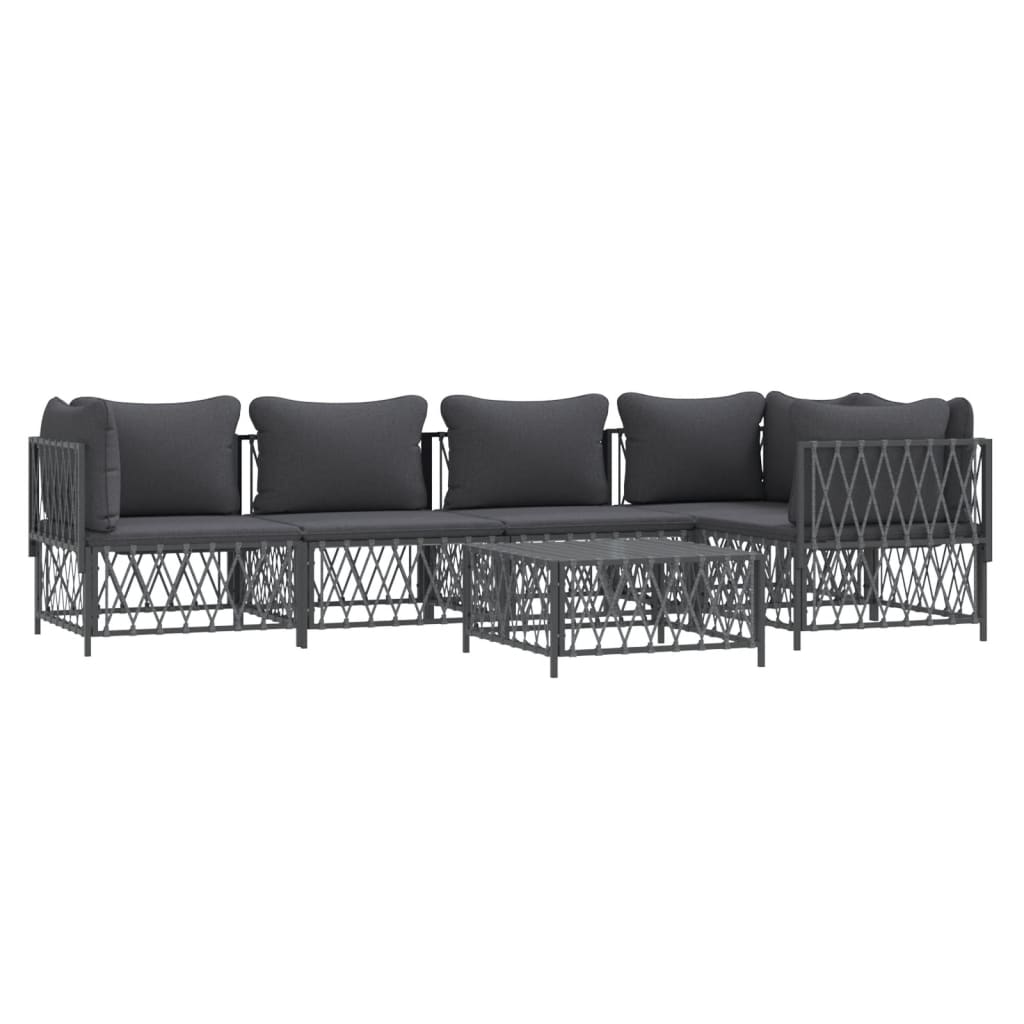 6 Piece Garden Lounge Set with Cushions Anthracite Steel