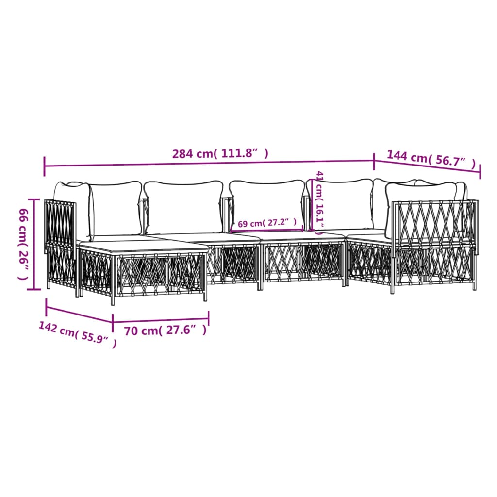6 Piece Garden Lounge Set with Cushions Anthracite Steel