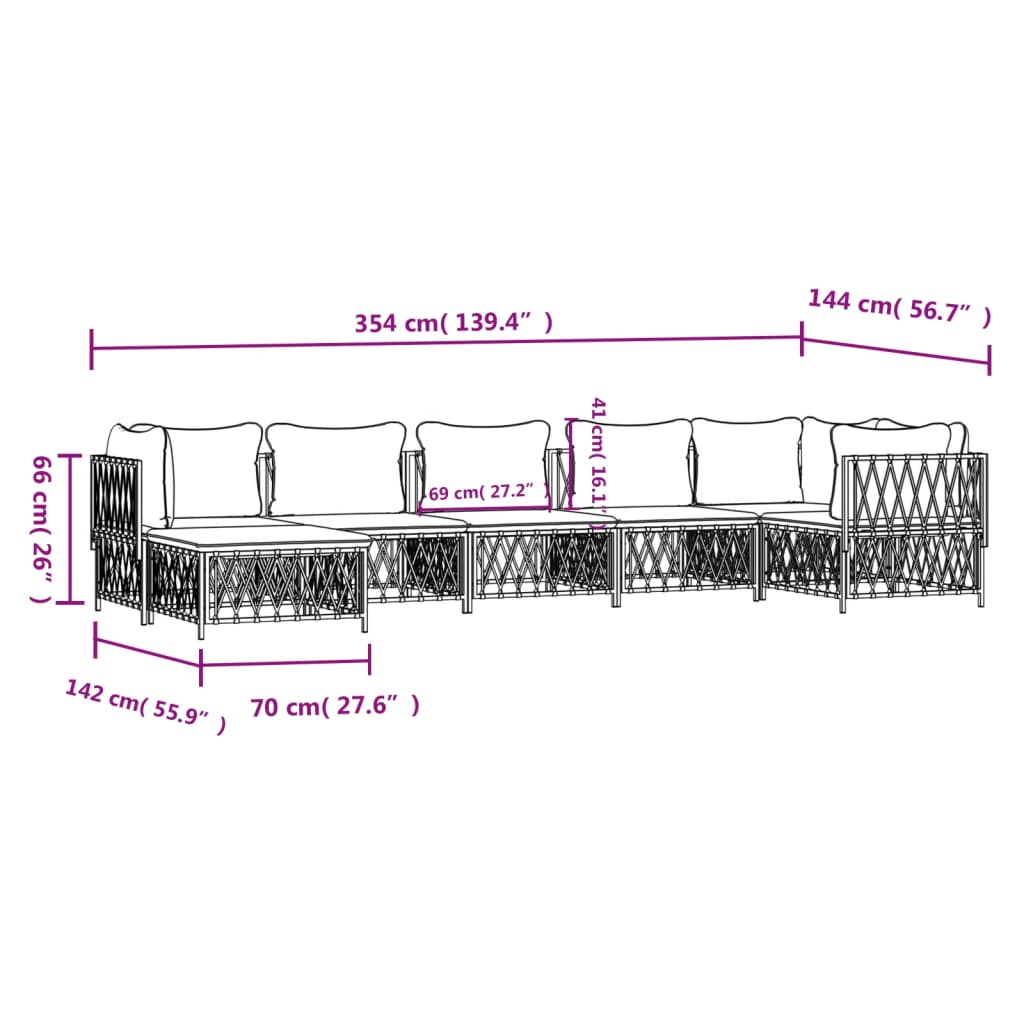 7 Piece Garden Lounge Set with Cushions Anthracite Steel