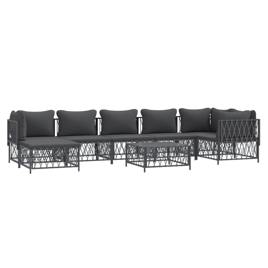 8 Piece Garden Lounge Set with Cushions Anthracite Steel