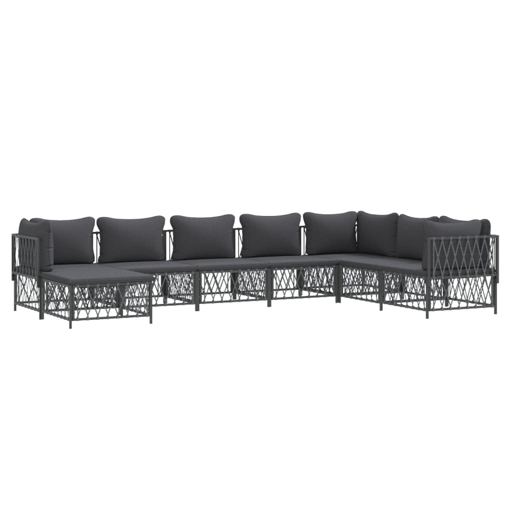 8 Piece Garden Lounge Set with Cushions Anthracite Steel