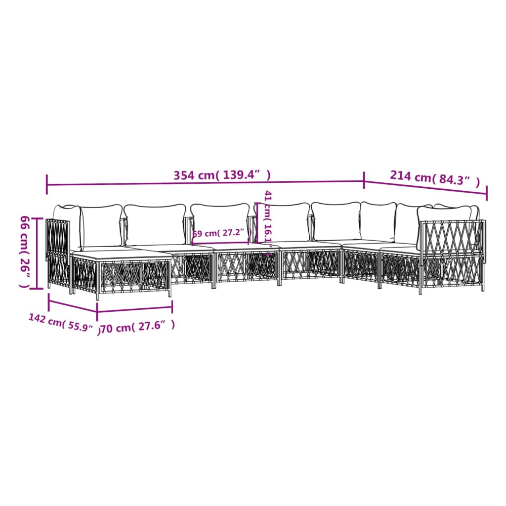 8 Piece Garden Lounge Set with Cushions Anthracite Steel