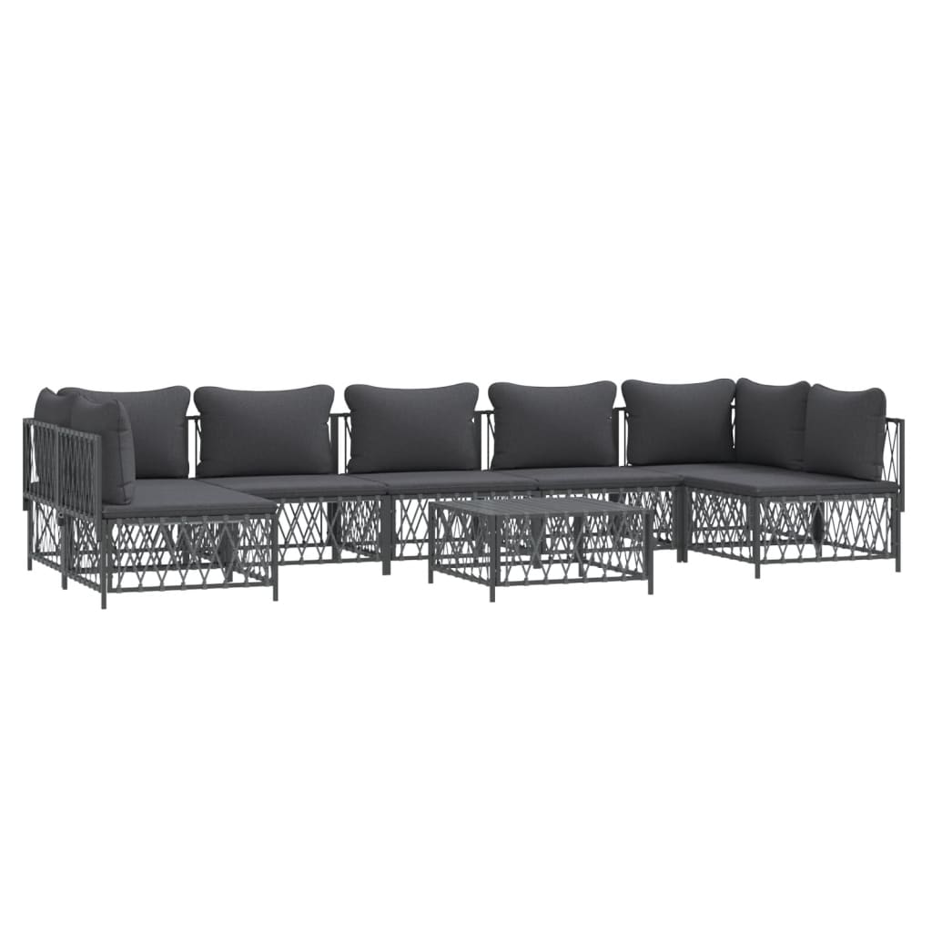 8 Piece Garden Lounge Set with Cushions Anthracite Steel