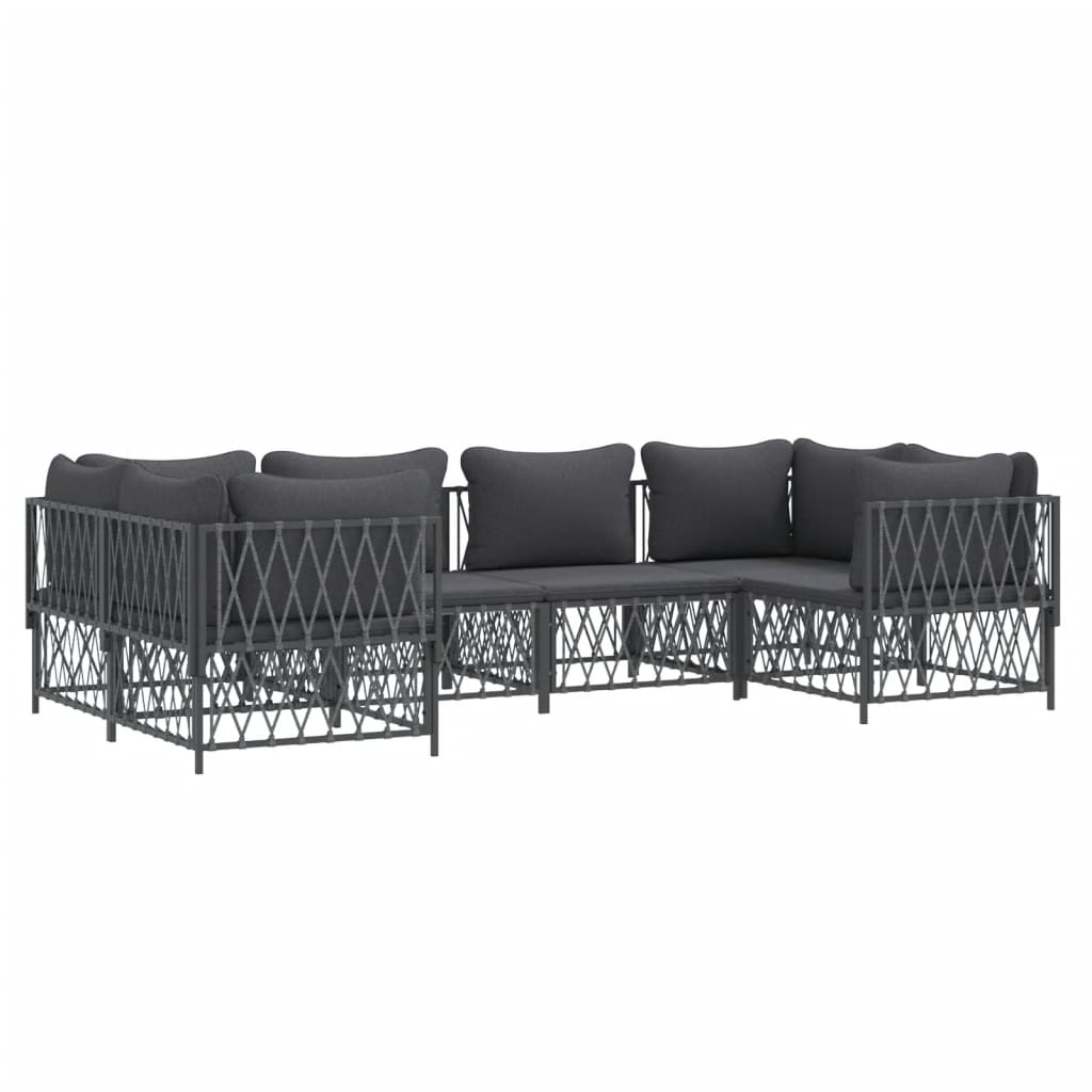 6 Piece Garden Lounge Set with Cushions Anthracite Steel