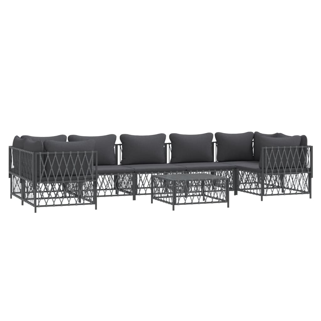8 Piece Garden Lounge Set with Cushions Anthracite Steel