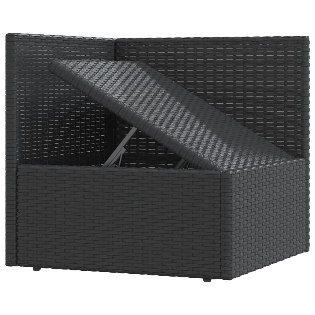 8 Piece Garden Lounge Set with Cushions Black Poly Rattan