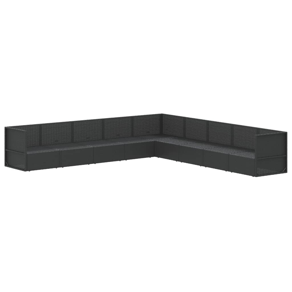 9 Piece Garden Lounge Set with Cushions Black Poly Rattan