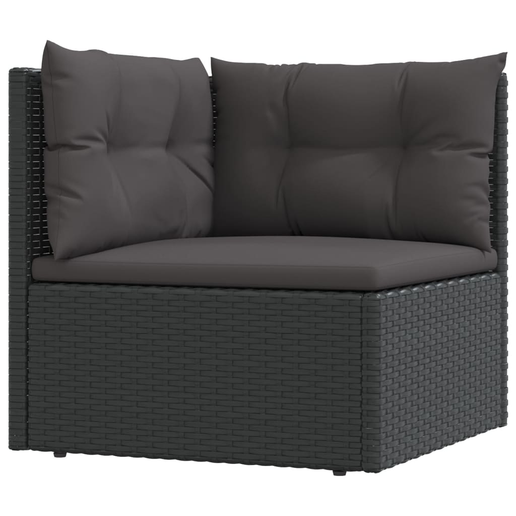 6 Piece Garden Lounge Set with Cushions Black Poly Rattan