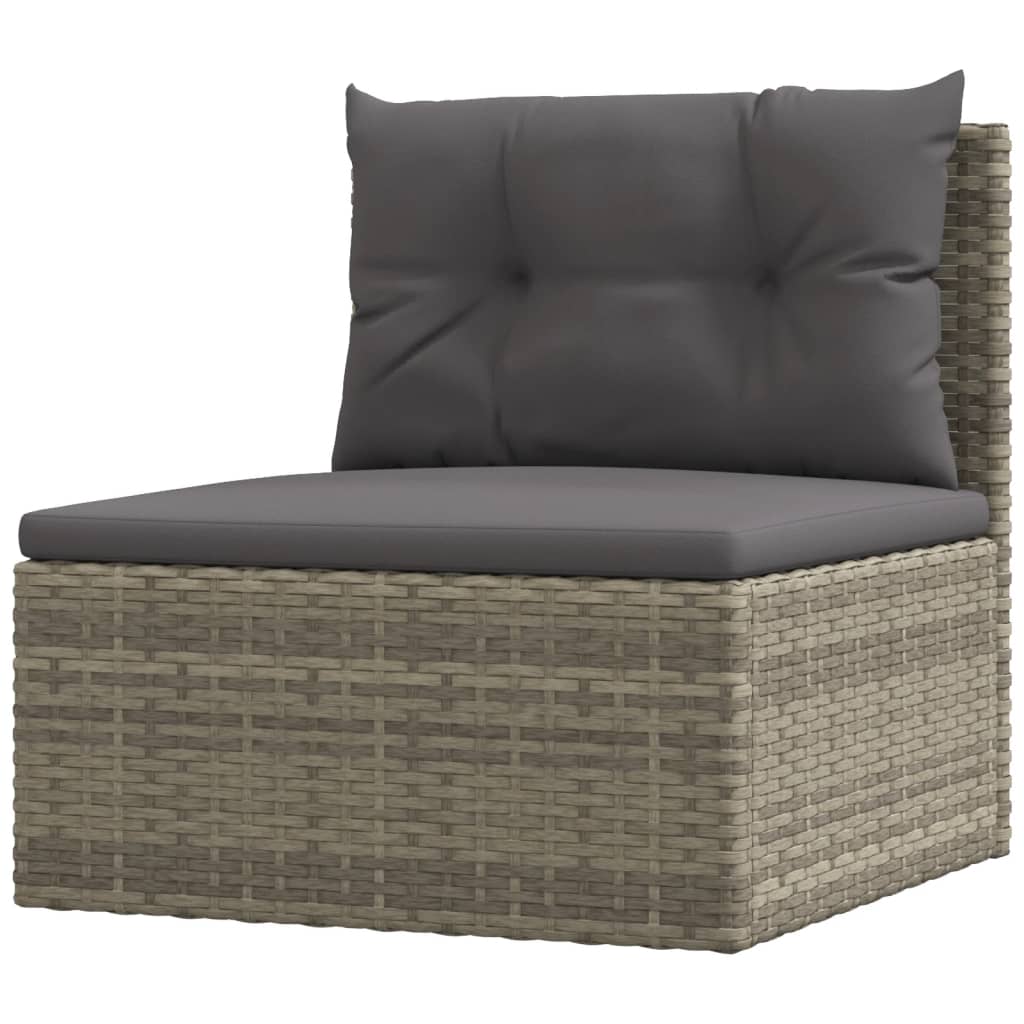 6 Piece Garden Lounge Set with Cushions Grey Poly Rattan
