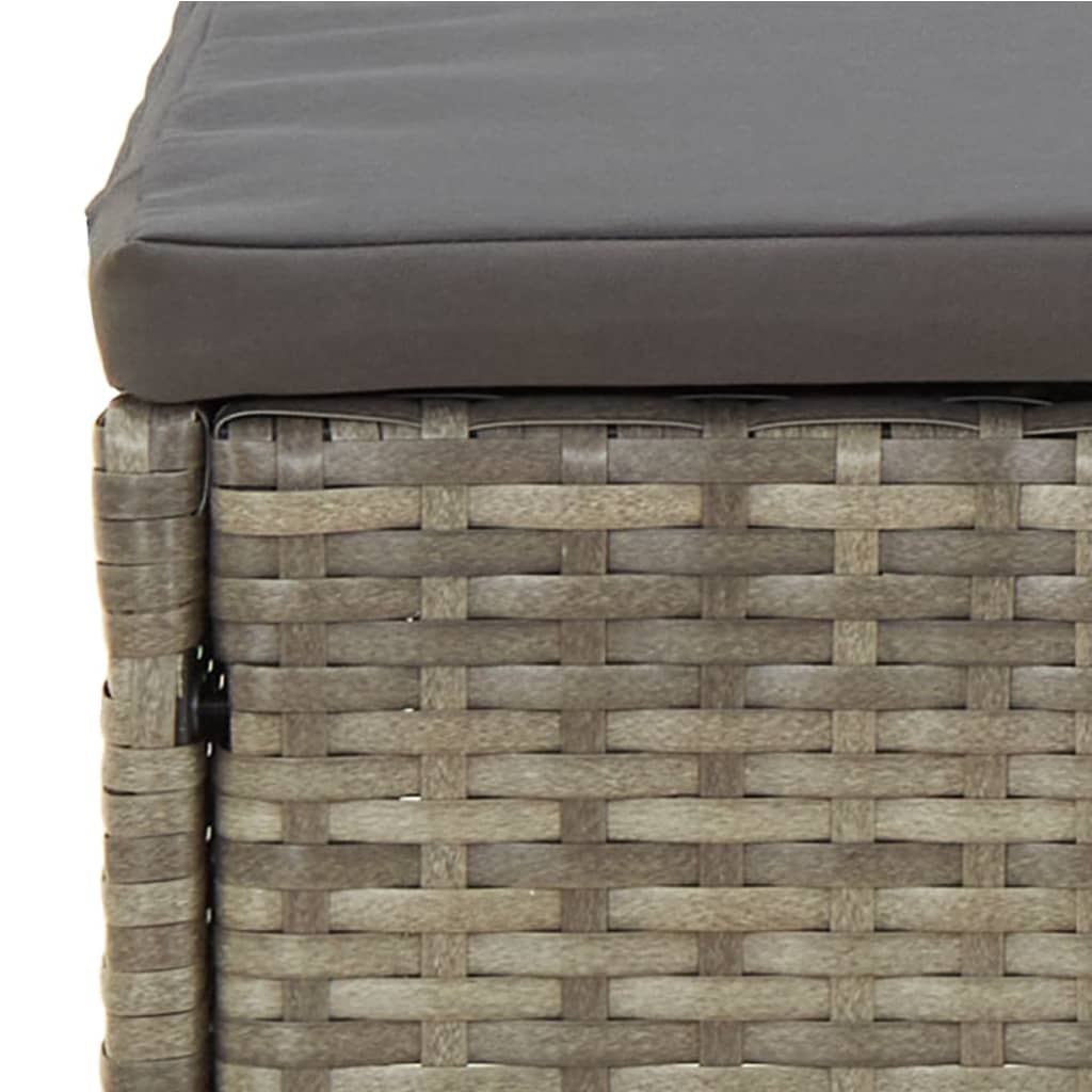 5 Piece Garden Lounge Set with Cushions Grey Poly Rattan