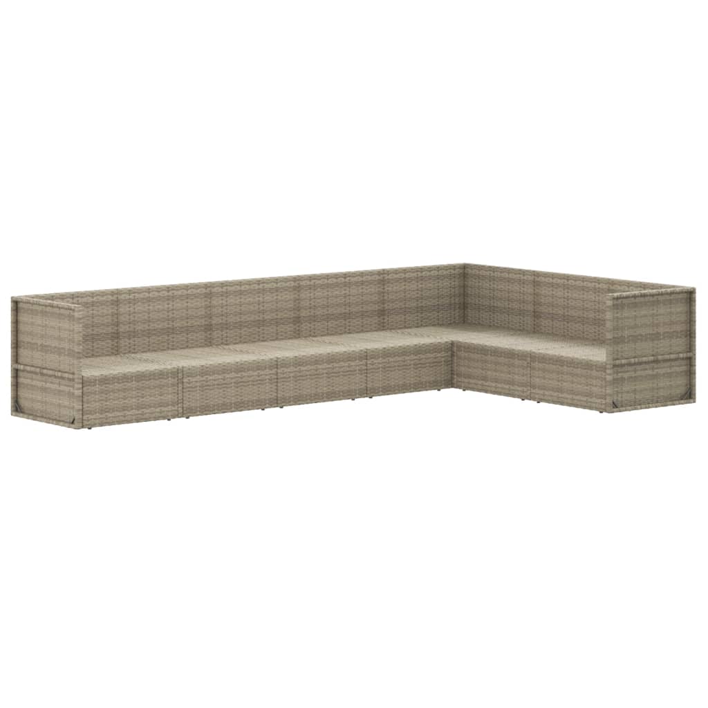 7 Piece Garden Lounge Set with Cushions Grey Poly Rattan