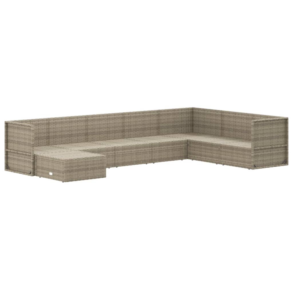 8 Piece Garden Lounge Set with Cushions Grey Poly Rattan