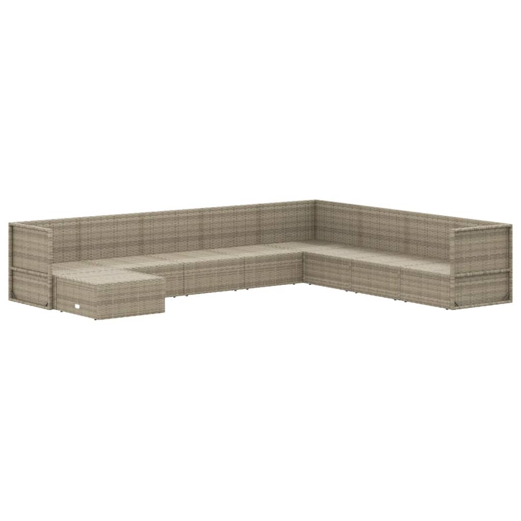 9 Piece Garden Lounge Set with Cushions Grey Poly Rattan