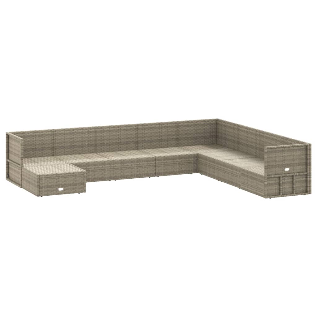 9 Piece Garden Lounge Set with Cushions Grey Poly Rattan