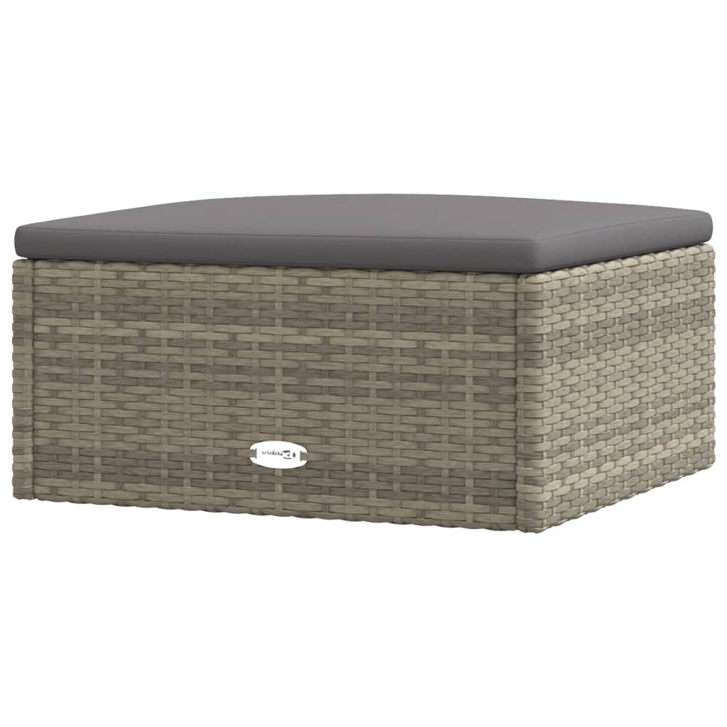 7 Piece Garden Lounge Set with Cushions Grey Poly Rattan