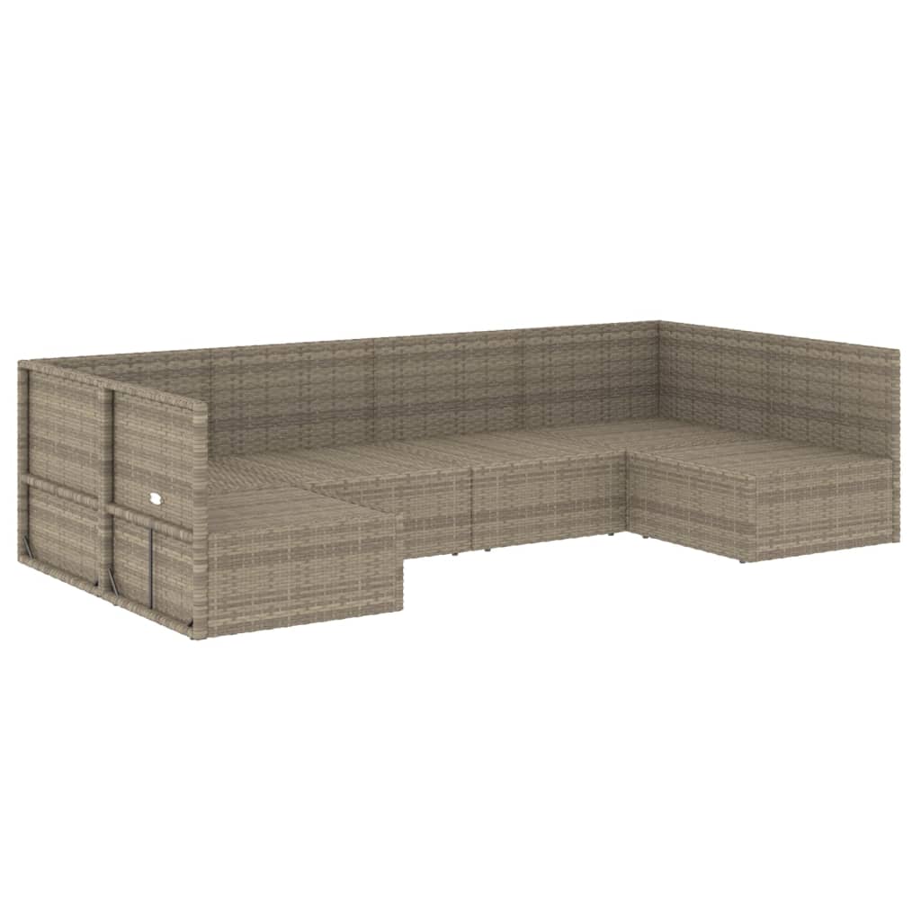 6 Piece Garden Lounge Set with Cushions Grey Poly Rattan