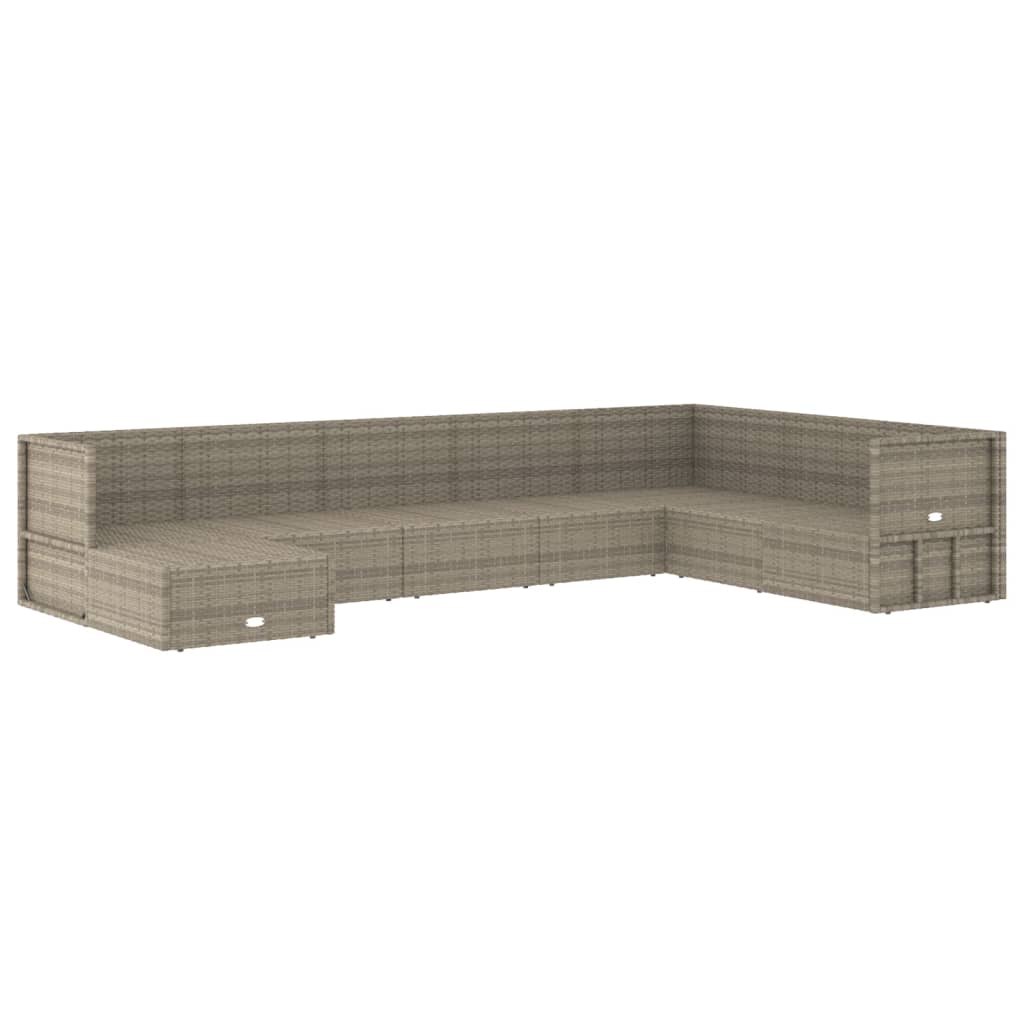 8 Piece Garden Lounge Set with Cushions Grey Poly Rattan