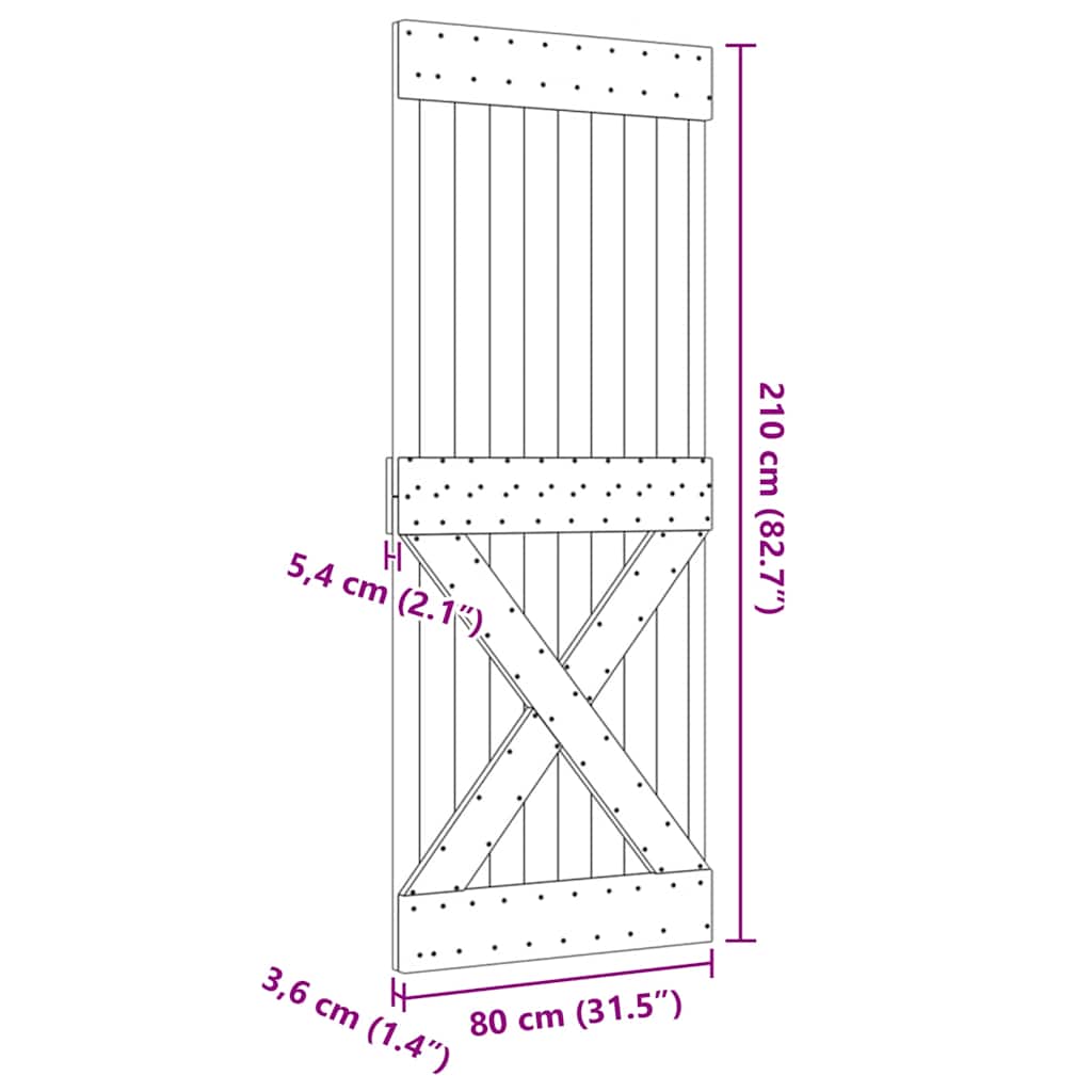 Door NARVIK 80x210 cm Solid Wood Pine