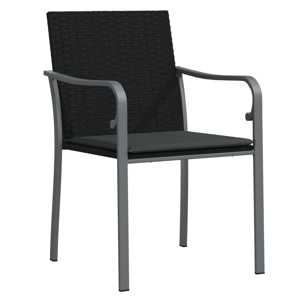 7 Piece Garden Dining Set with Cushions Poly Rattan and Steel