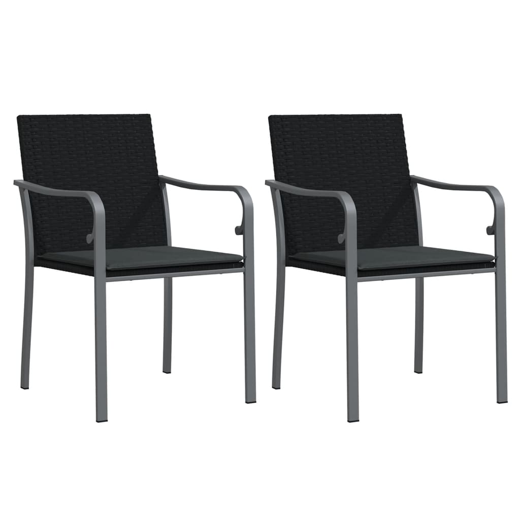 3 Piece Garden Dining Set with Cushions Poly Rattan and Steel