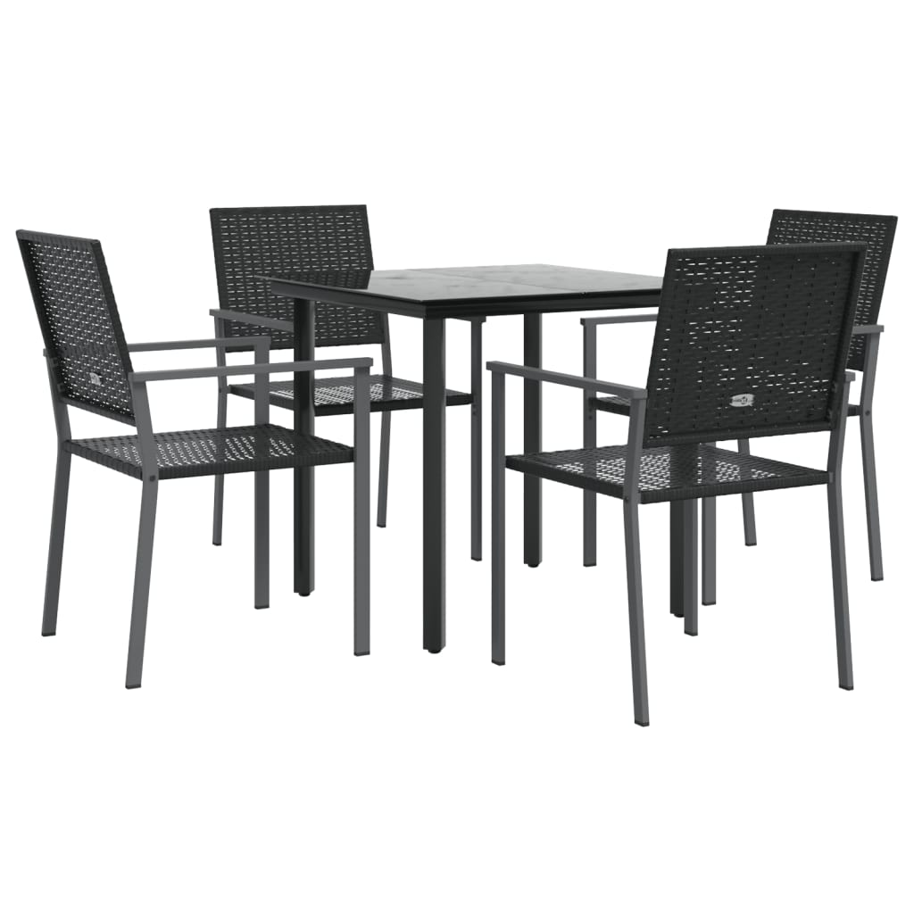 5 Piece Garden Dining Set Poly Rattan and Steel