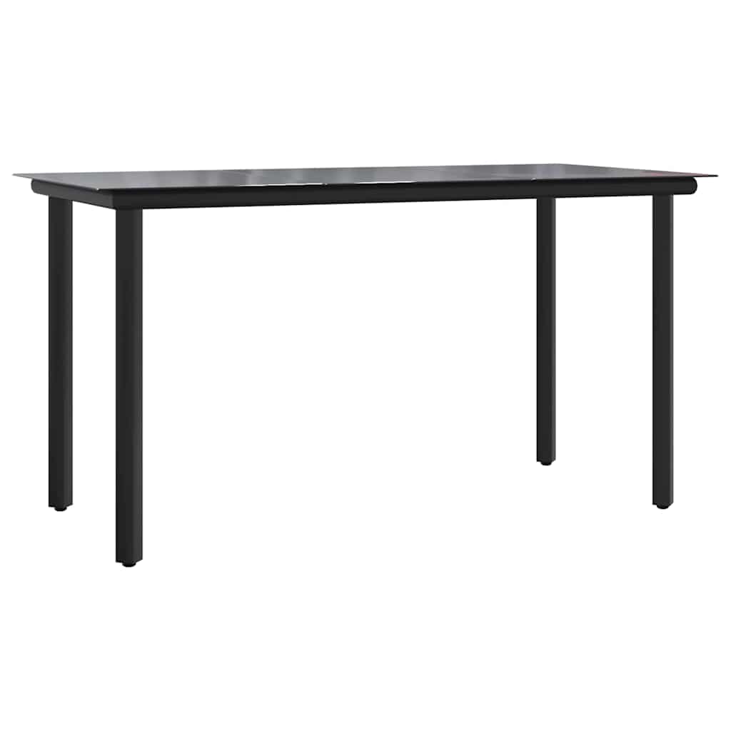 5 Piece Garden Dining Set Black Textilene and Steel