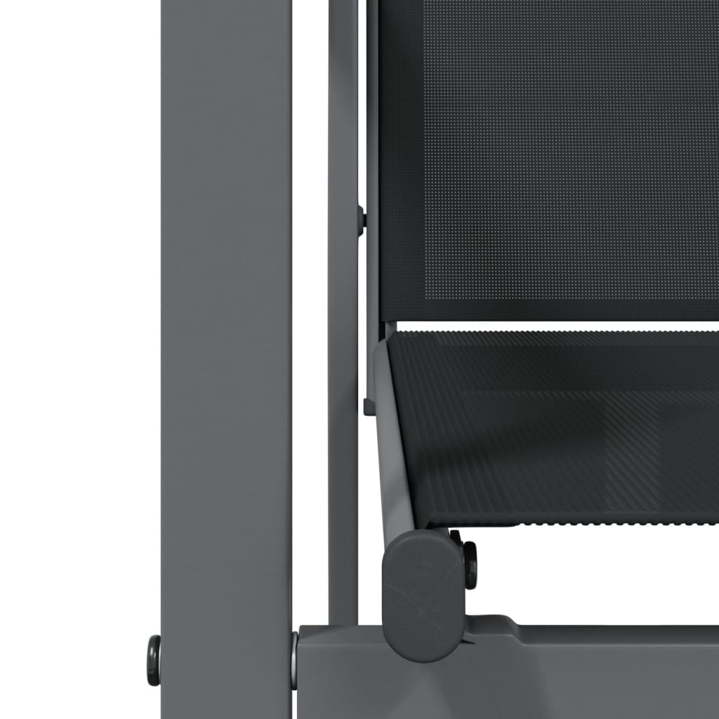 7 Piece Garden Dining Set Black Textilene and Steel