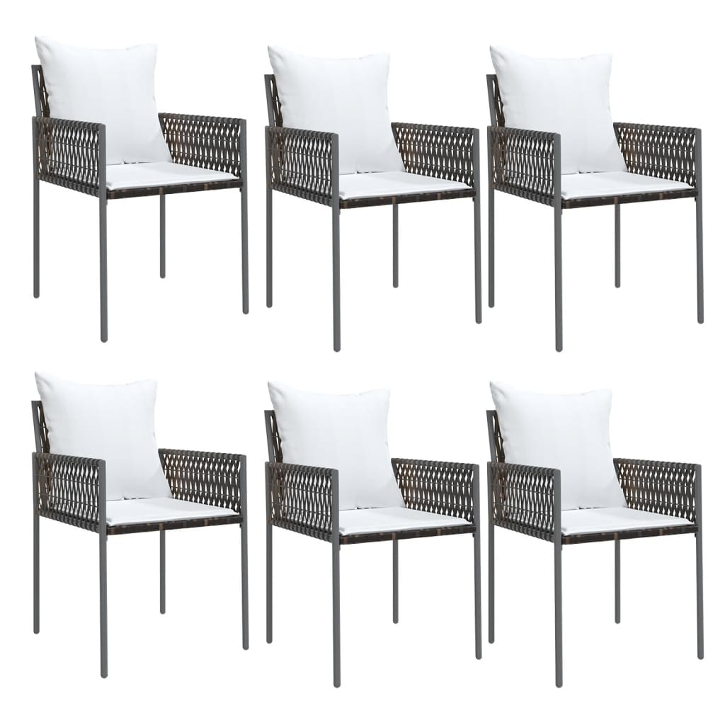 7 Piece Garden Dining Set with Cushions Poly Rattan and Steel